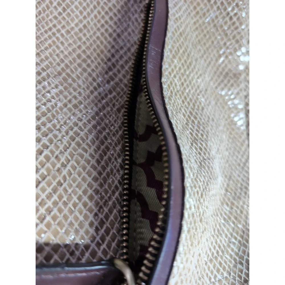 orYANY Tan Leather Snakesking Embossed Zipper Pockets Hobo Shoulder Bag -LN‎